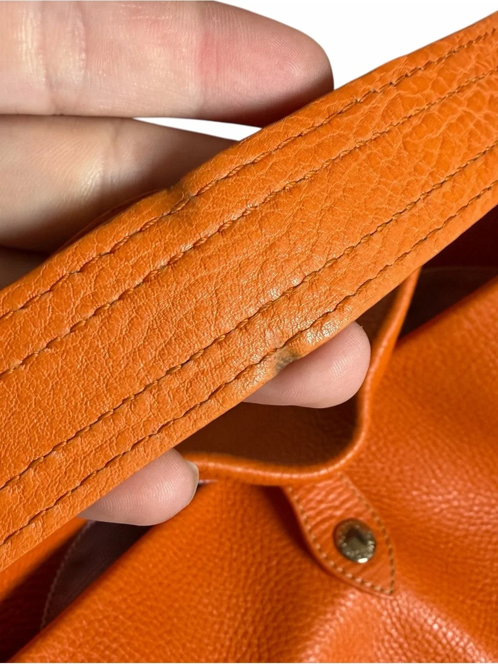 Dooney & Bourke Orange Pebbled Leather Bucket Hobo Shoulder Bag Y2K Pink Lining